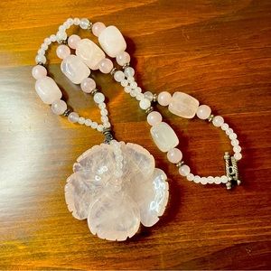 Vintage Rose Quartz and Sterling Silver Artisan Necklace